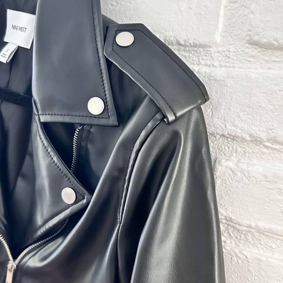 Nine West Vegan Leather Asymmetrical Zip Jacket - Picture 3 of 5